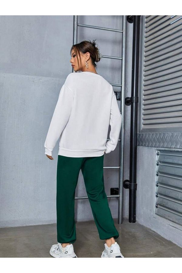 Green crew set white discount