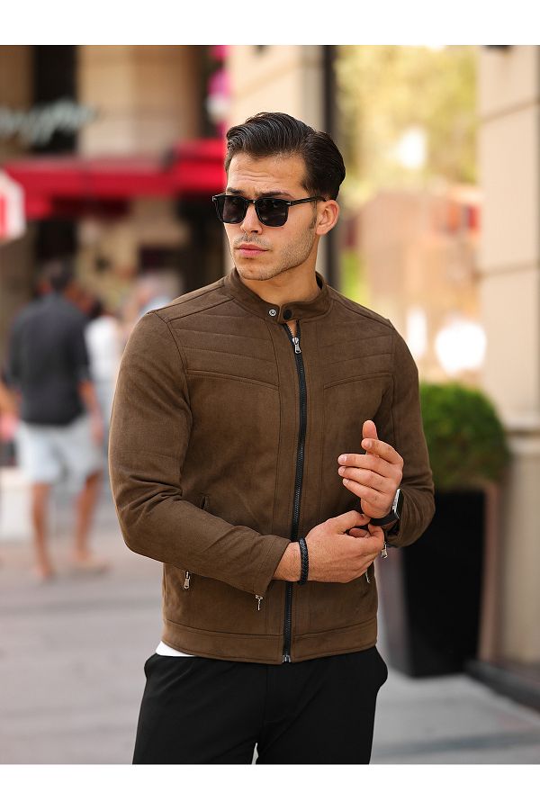Mens slim fit suede jacket outlet