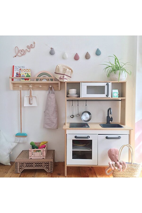Vegüba Ahşap Çocuk Odası Bebek Odası Montessori Raf, Kitaplık, Askılık