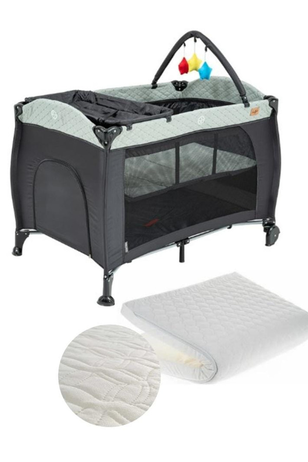 Baby2Go 2350 Madrid 70X110cm Oyun Parkı yatak Hediyeli Yeşil