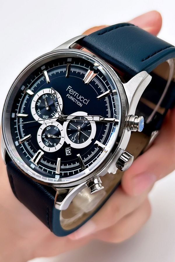Ferrucci-Function FCF.13085FK.04 Multi-Function Leather Men's Wristwatch 1