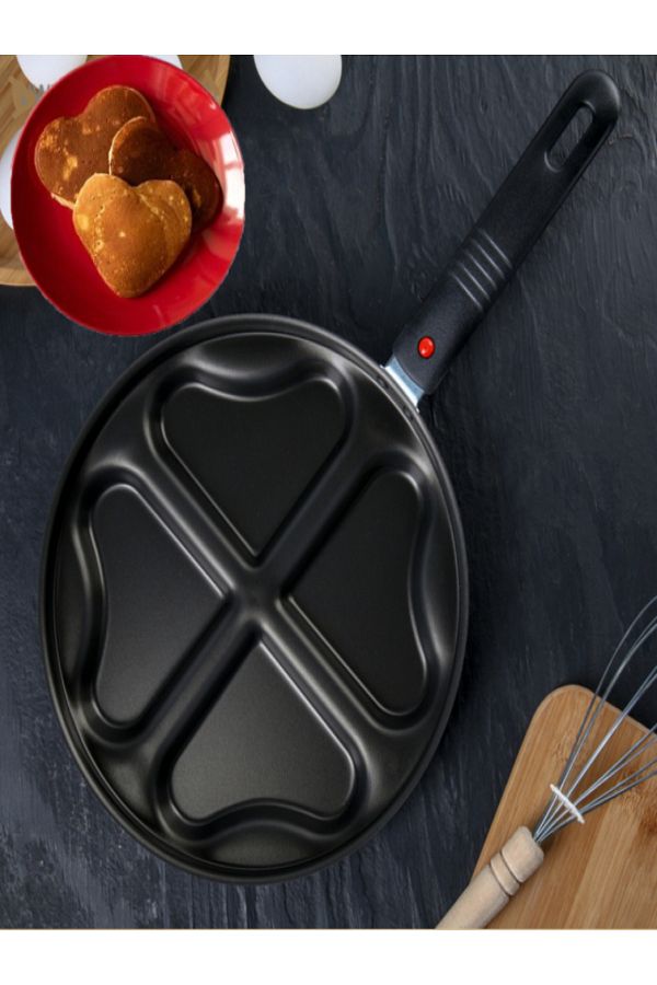 Bayev-4 Compartment Omelette Pan with Heart - Heart Shaped Pancake Pan 1