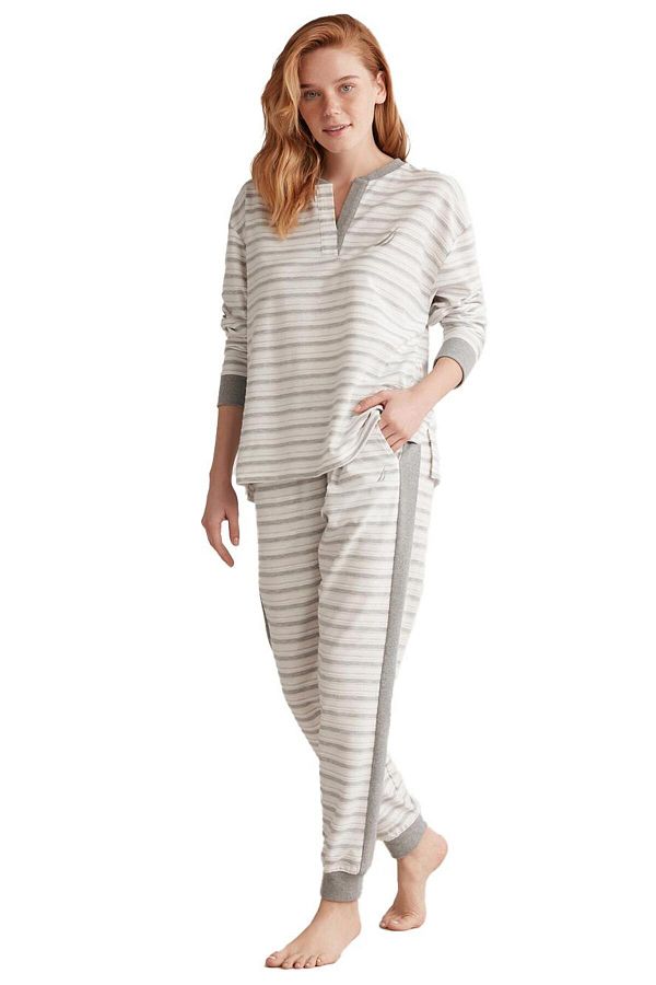 Nautica Soft Textured Long Sleeve Women's Pajama Set W410 - Trendyol