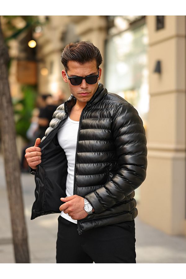 BOYS MANS Men s Leather Jacket Winter Jacket Puffer Jacket Trendyol