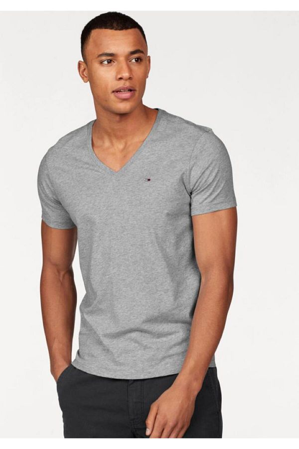 Solid v neck tees on sale