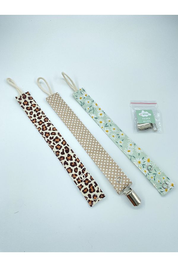 Le Petite Histoire-Pacifier Hanger - Pacifier Chain 100% Cotton - Washable 1