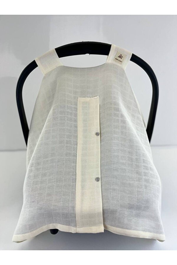 Puro Cotone %100 Pamuk Müslin Bebek Puset Örtüsü Ekru