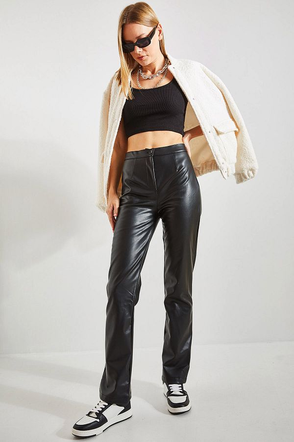 Half leather trousers clearance