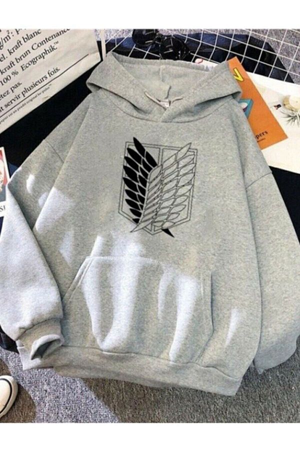 Machetta Attack On Titan Logo Oversize Hoodie Sweatshirt Trendyol