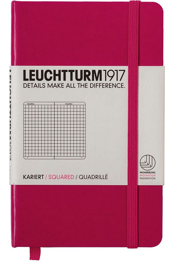 Leuchtturm1917-Pocket Size (A6) Notebook, Checked, Cherry Cover 1