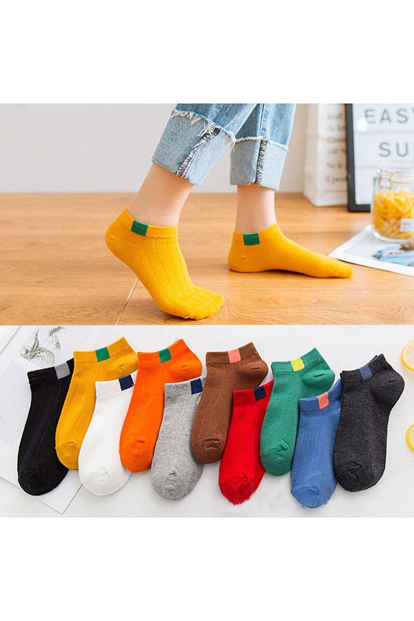çorapmanya-10 perechi de pantofi multicolori din bumbac pentru damă, pana la glezna 1