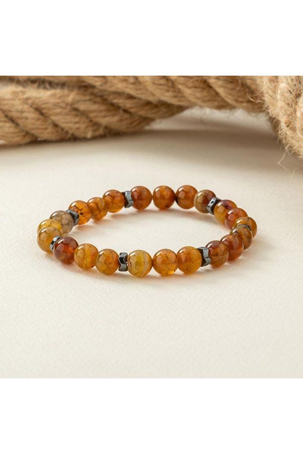 Gumu Pazar m Veined Yellow Agate Natural Stone Bracelet Trendyol