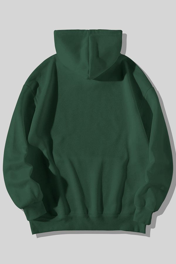 Harmandar 3 Thread Thick Fluffy Unprinted Green Unisex Kangaroo Pocket Hooded Sweatshirt Hoodie Trendyol
