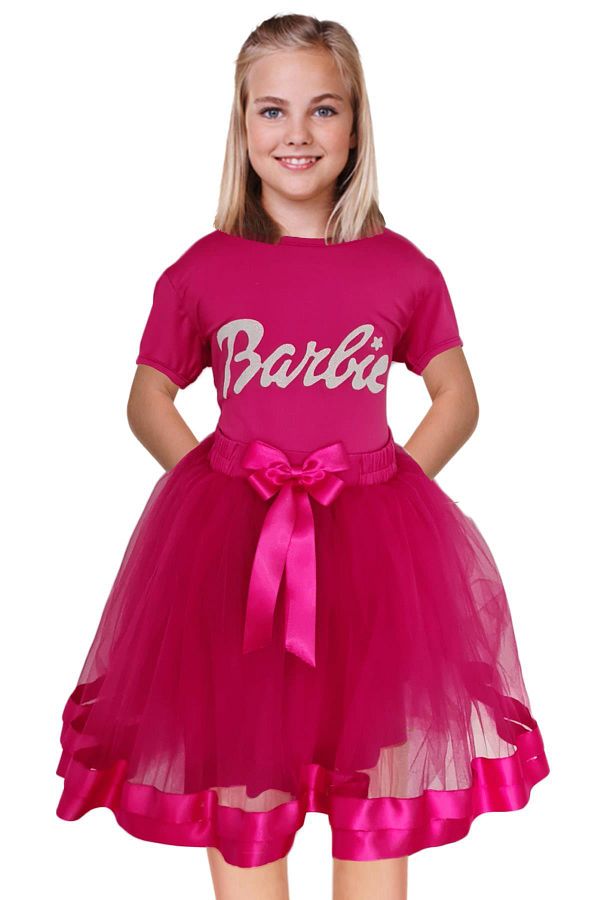 Mashotrend Piece Costume Skirt T Shirt T Shirt Dress Barbie Cosplay Pink Dress Trendyol