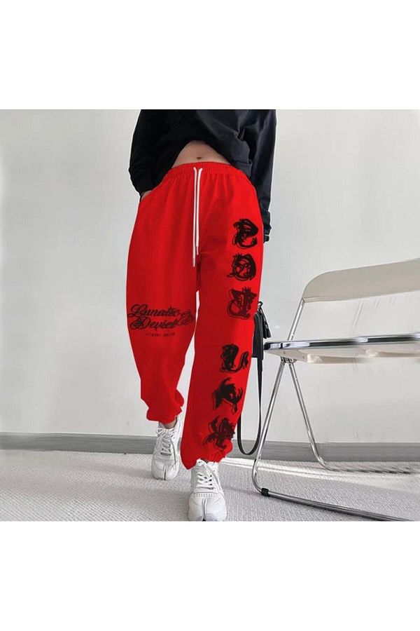 AMOR FACE SPECIAL DESIGN DIGITAL JAPANESE WRITING PRINTED STREET STYLE HIPHOP WINTER WOMEN S SWEATPANTS Trendyol