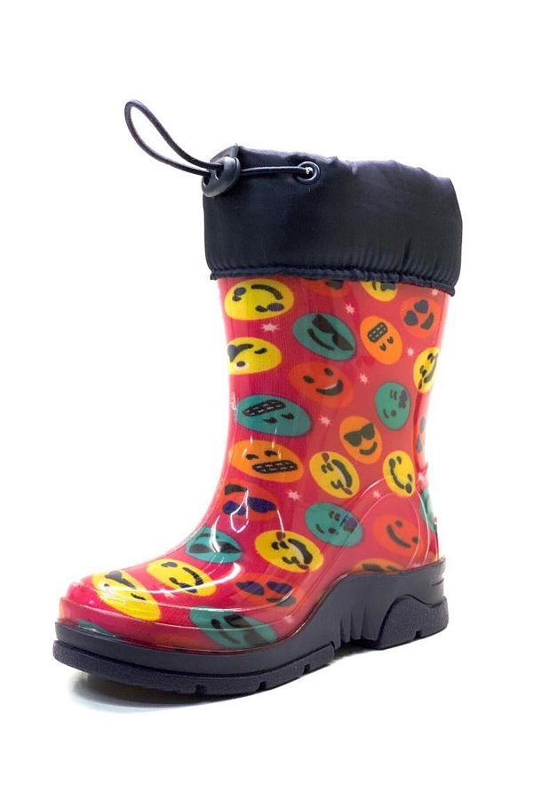 Tu ba Ortopedi 11 Girl s Fuchsia Emoji Rain Boots with Fur Inside Trendyol