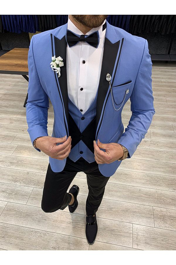Blue coat with bow tie clearance