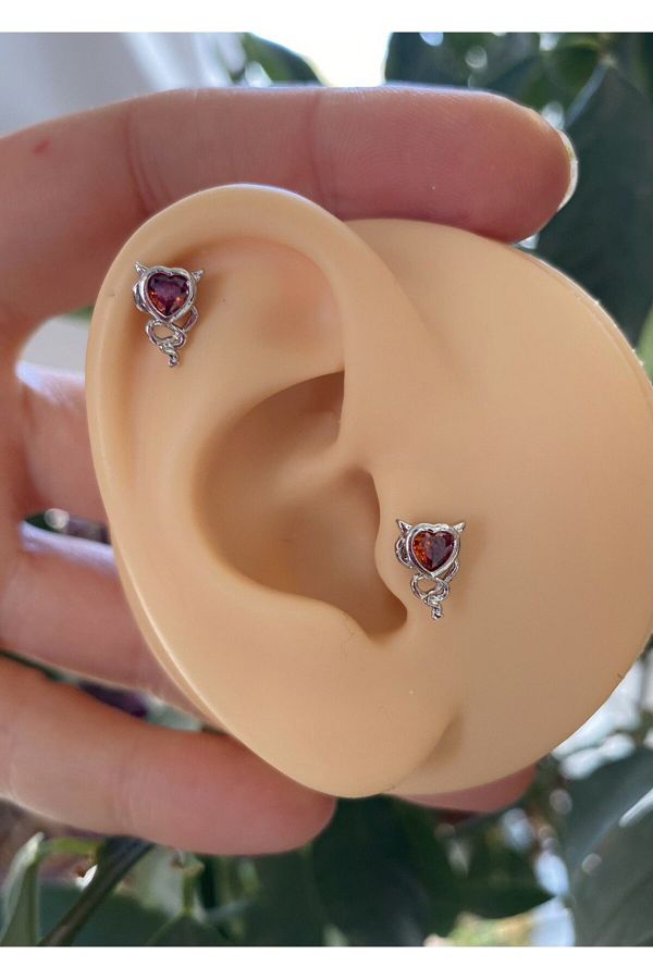Arescollection surgical steel heart tragus helix cartilage conch lobe compatible piercing earrings