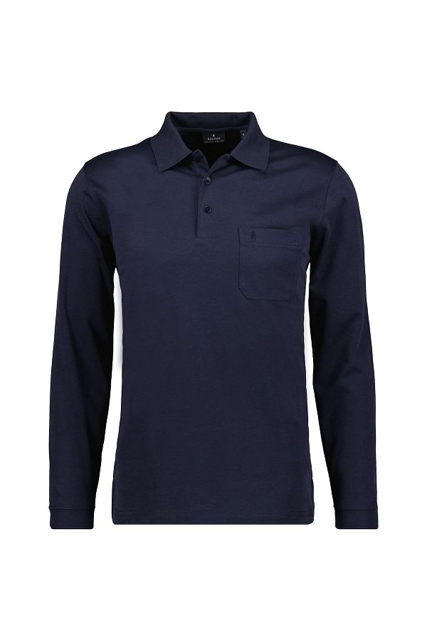 Ragman-Herren Langarm-Poloshirt - Soft Knit Polo Knopf Langarm, Baumwollmischung, Knopfleiste, Easy 1