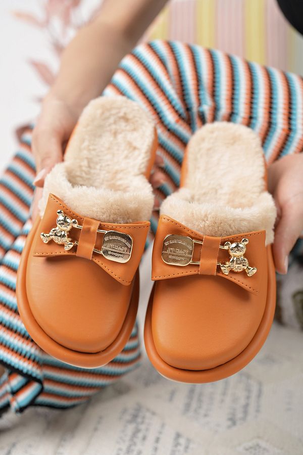 Leather look slippers clearance