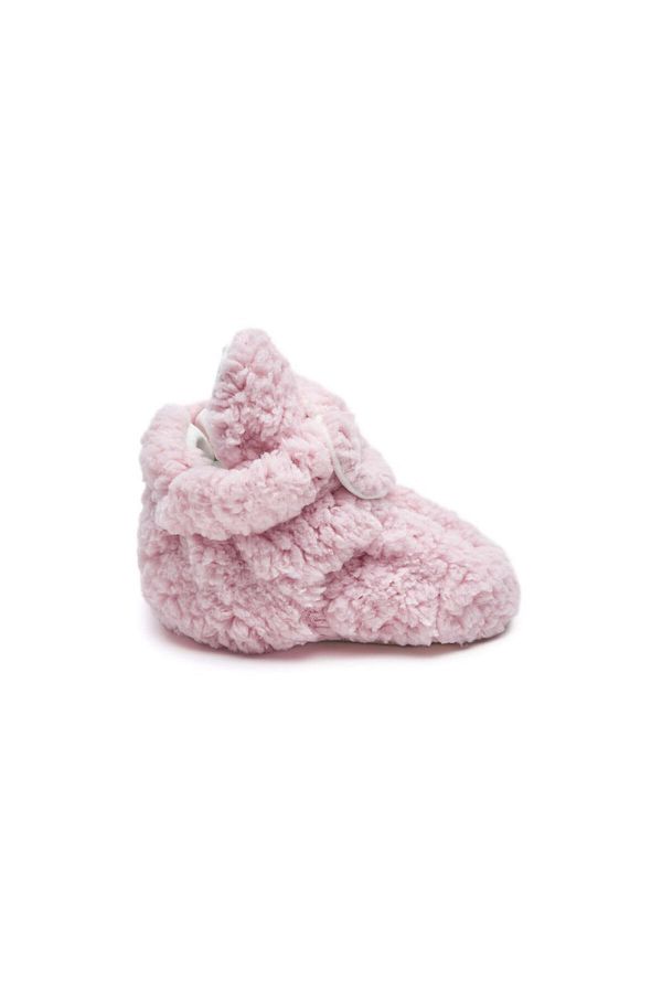 First Step-Snap-On Non-Slip Sole Sherpa Booties Baby Non-Slip Sole Snap Booties F-859-PINK Pe 1