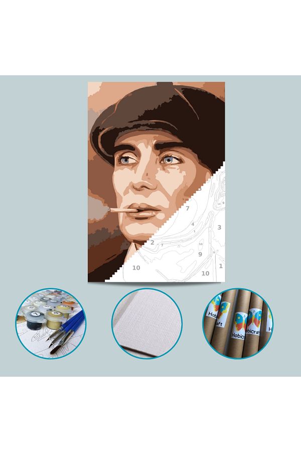 Hobiart-Tommy Shelby Canvas Painting By Numbers Set Includes Paint and Brush 1