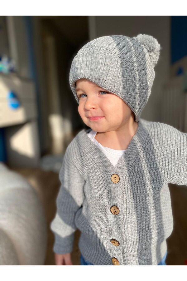 EYC BABY Gri Unisex Düğmeli Triko Hırka