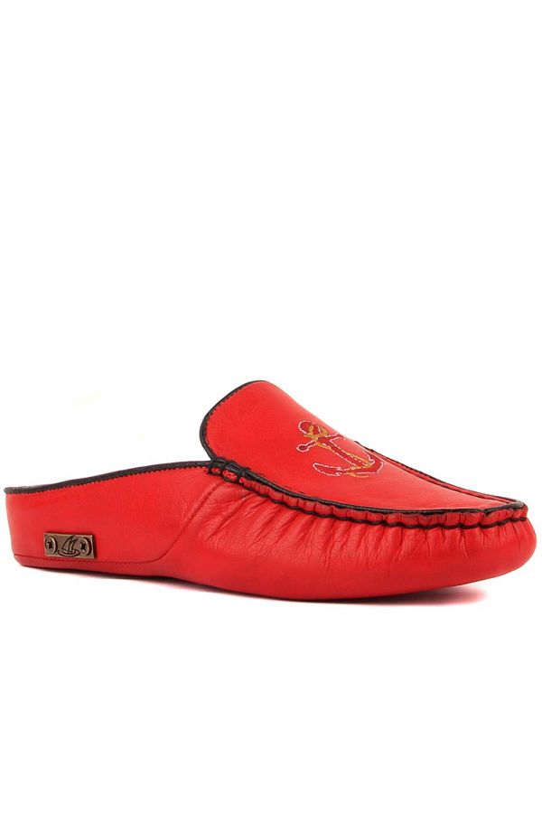 Sail Lakers Red Leather Women s House Slippers Trendyol