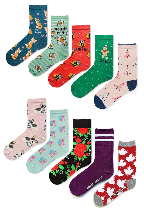 Socks Stations-Box of 5 Mixed Patterned Colored Socks 1