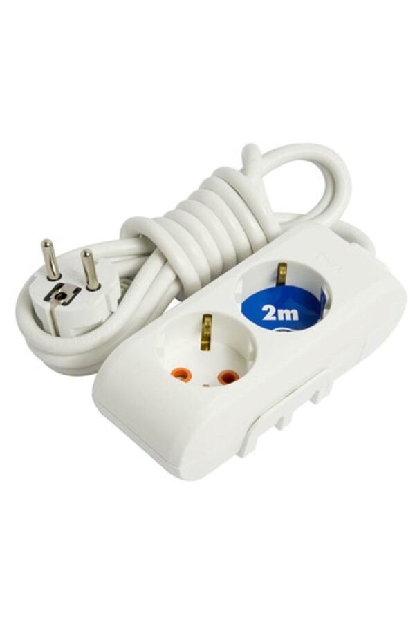 Mikasso Multi-Let Double Socket Grounded Cable 2 Meters White ...