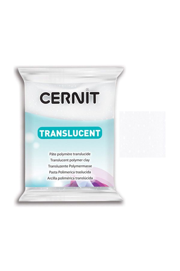 Cernit-Translucent Polymer Clay 56g 010 White Glitter 1