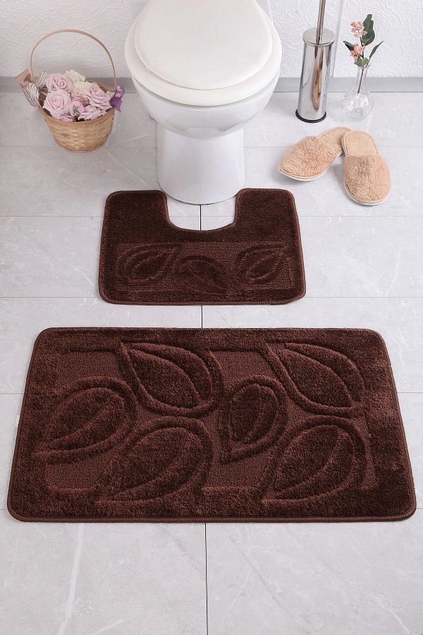 Confetti-Flora 60x100 50x60 cm BQ Brown Bath Rug 1