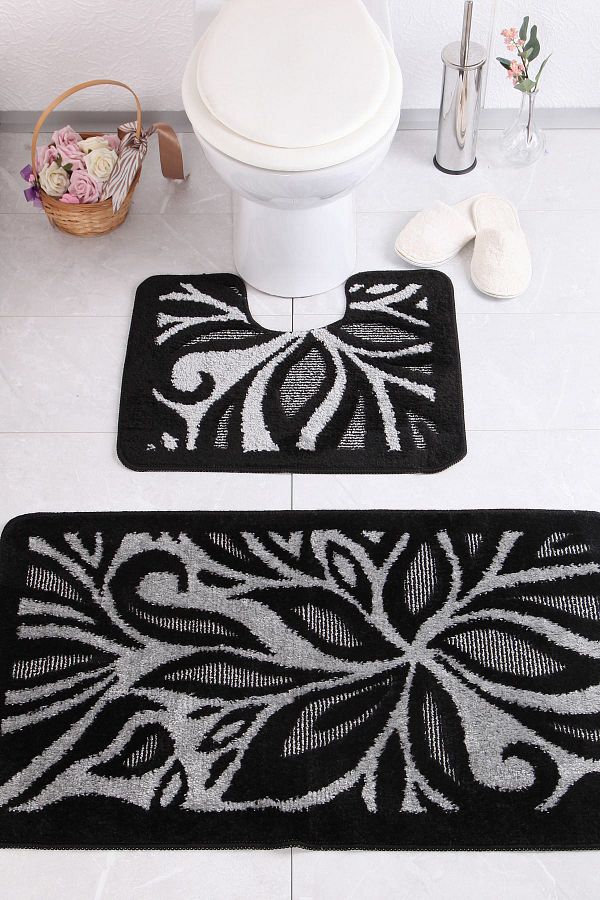 Confetti-Lotus 60x100 50x60 cm BQ Black Bath Rug 1