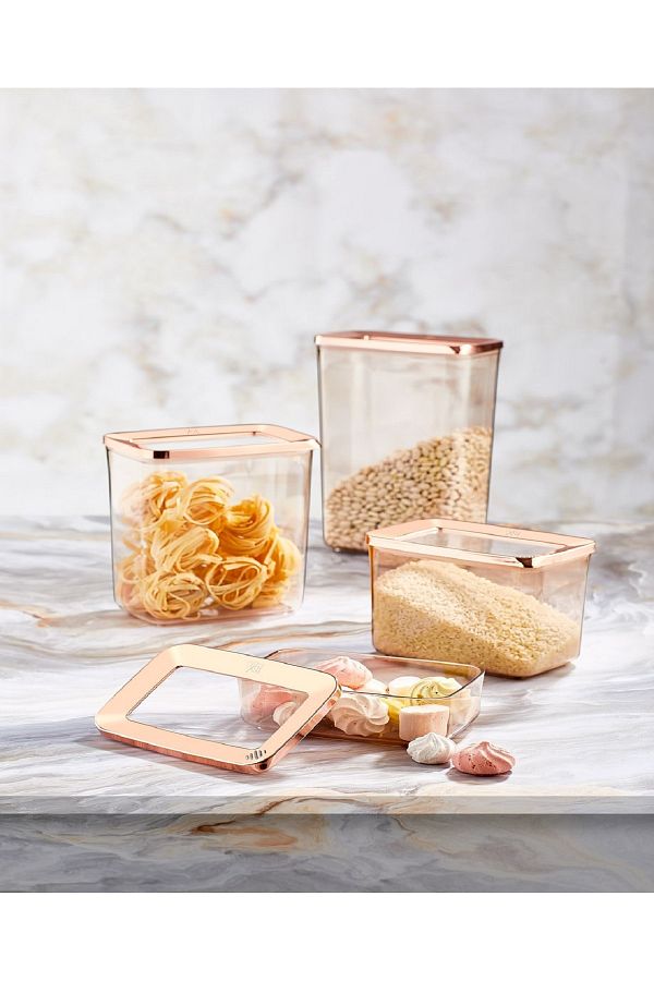 VİP AHMET-Dimensions of 4 (2900 ml + 2200 ml + 1400 ml + 600 ml) Copper Rectangular Storage Container 1