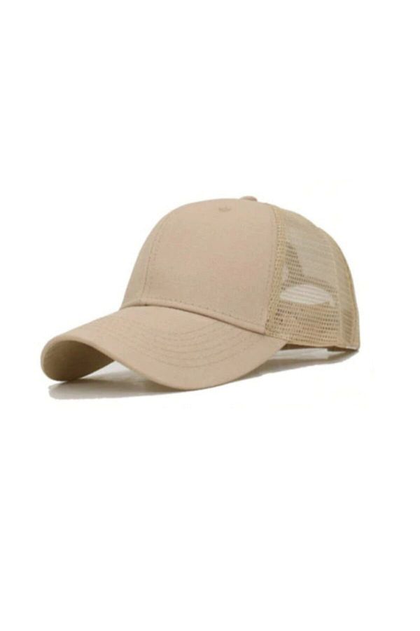 Elif Butik-YNS HAT Summer Knitted Mesh Solid Color Adjustable Back Hat Caps Mesh Summer Hat 1