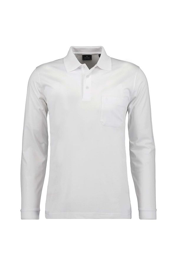 Ragman-Herren Langarm-Poloshirt - Soft Knit Polo Knopf Langarm, Baumwollmischung, Knopfleiste, Easy 1