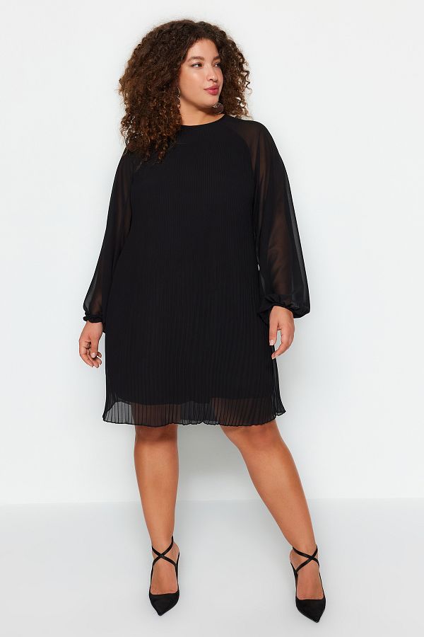 Trendyol Curve Black Straight Cut Shift Mini Woven Dress TBBAW24AH00075 Trendyol