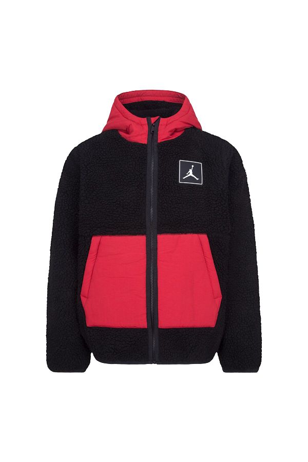 Nike jacket black discount and red