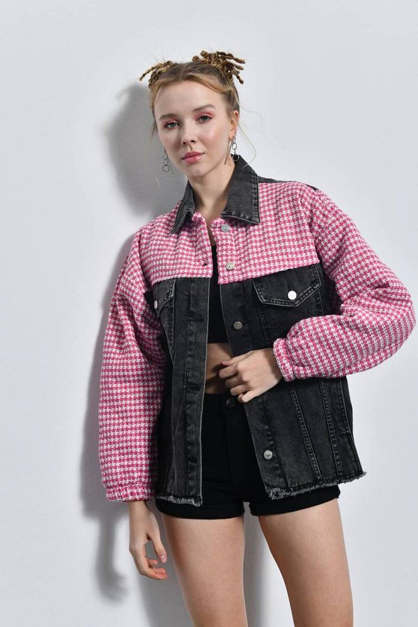 Fuchsia denim jacket hot sale