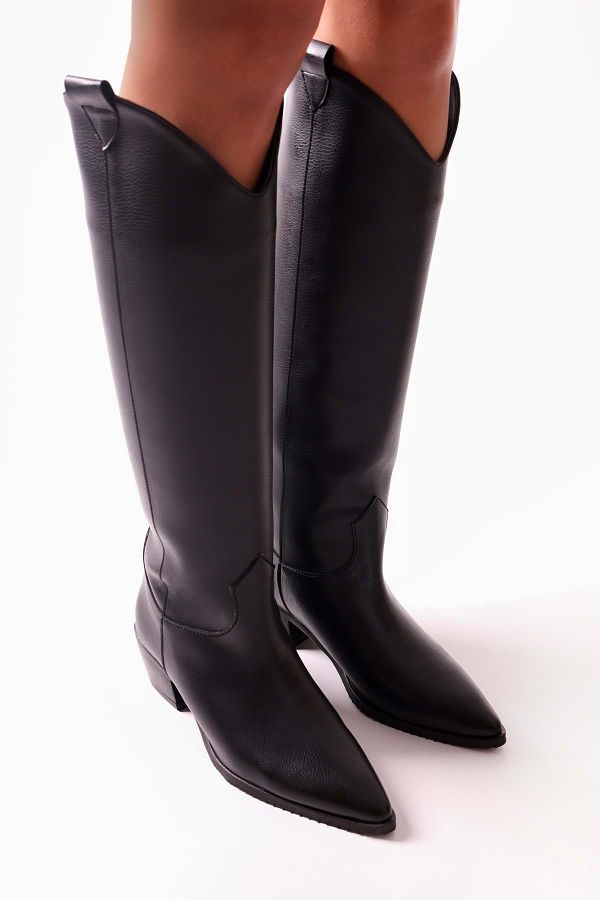Shoeberry-Damen-Westernreitstiefel Meot Black Skin mit Absatz Black Skin 1