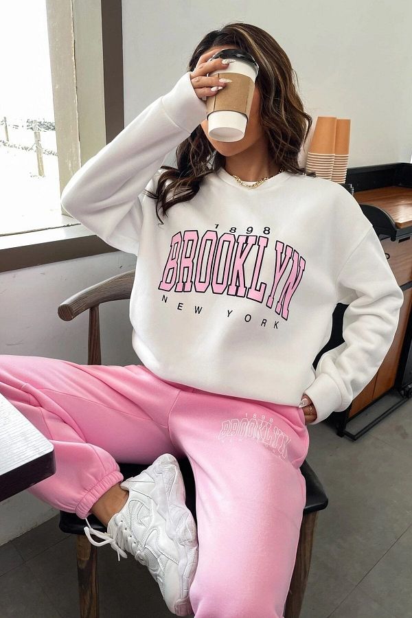 White and deals pink tracksuit
