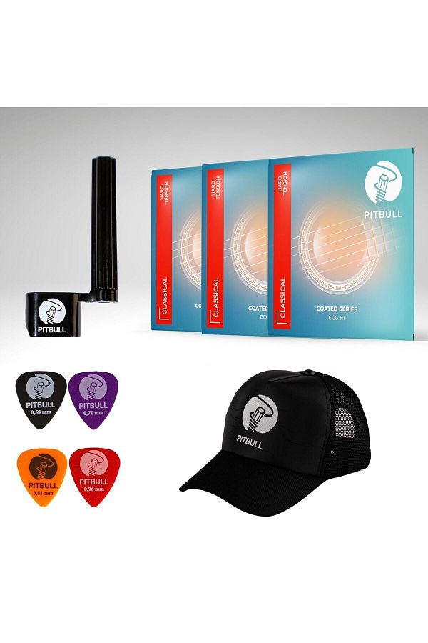 PİTBULL-Coated Series Classic Guitar String Set of 3 Hard Tension (String Winder 4 Pena Hat)Ccg Ht 3P Ssc 1