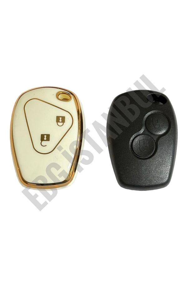 EBG İSTANBUL-Renault Clio 3 Dacia Duster 2 Button White Car Key Remote Control Case 1