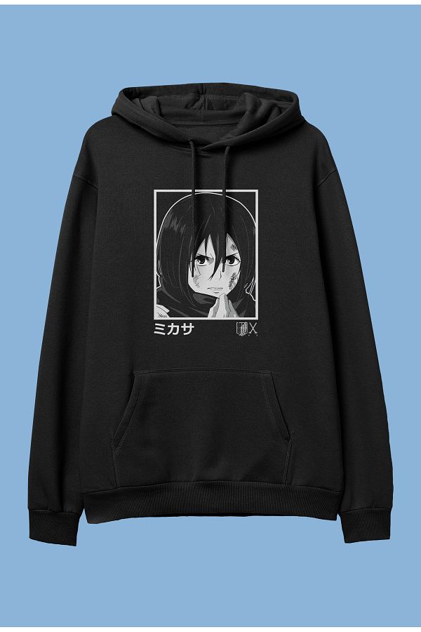 ZOKAWEAR Attack on Titan Mikasa Ackerman anime character printed hooded sweatshirt hoodie Trendyol