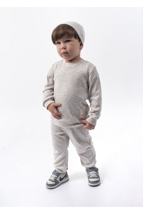 Bubito-Pălărie unisex, set de 3 piese pentru partea inferioară și superioară, gri 1