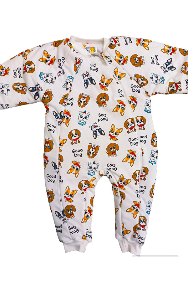 özdemirli bebe Sevimli Köpek Desenli Uzun Kollu Bisiklet Yaka Astarlı 2.5 Tog Uyku Tulumu 1-6 Yaş Arası
