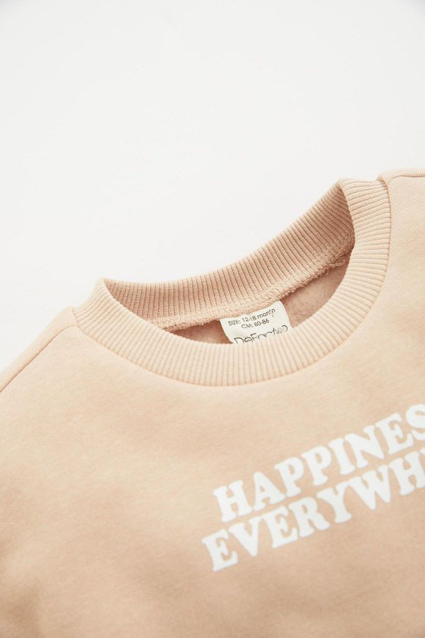 Defacto Baby Girl Slogan Printed Sweatshirt Sweatpants Set of 2 Trendyol
