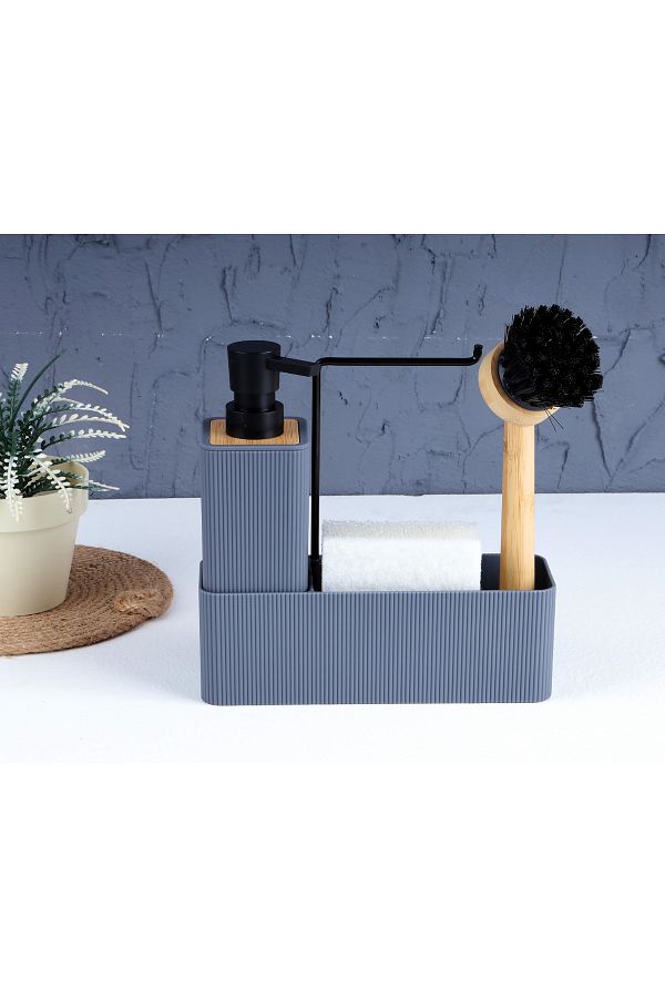 emir home shop-Kitchen And Bathroom Set Countertop Liquid Soap Dispenser Soft Silicone Brush And Sponge Holder Set 1