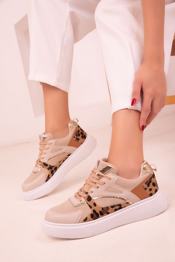 SOHO Beige Leopard Women s Sneakers 18482 Trendyol