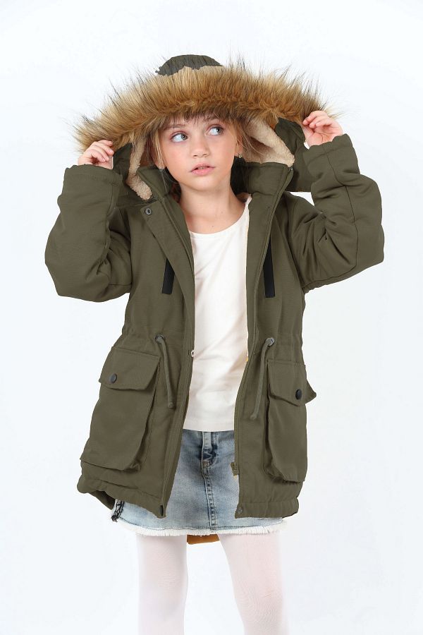 Wild Flower Girl s Winter Coat Long Winter Canvas Coat Thick Winter Coat Puffer Hooded Coat Trendyol